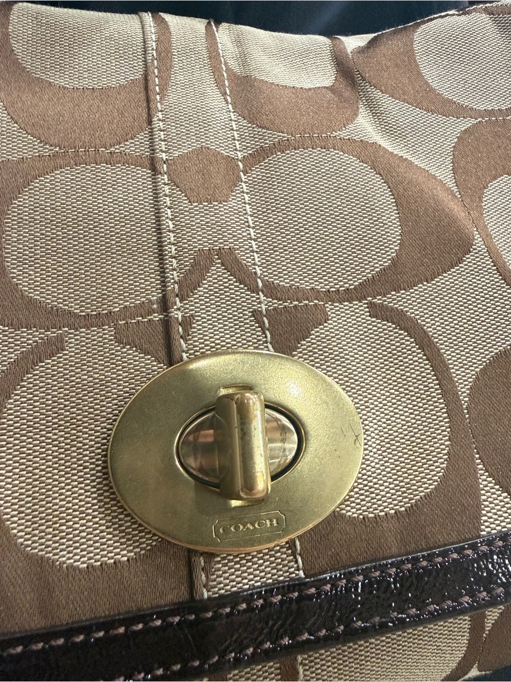 Coach Signature Canvas Shoulder Bag in Tan and Brown - Picture 4 of 12